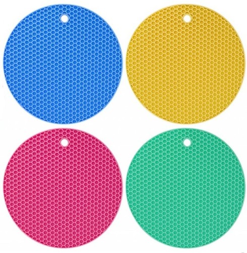 Silicone trivet mat - round, hot